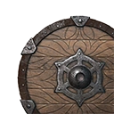Icon ornamented wood shield
